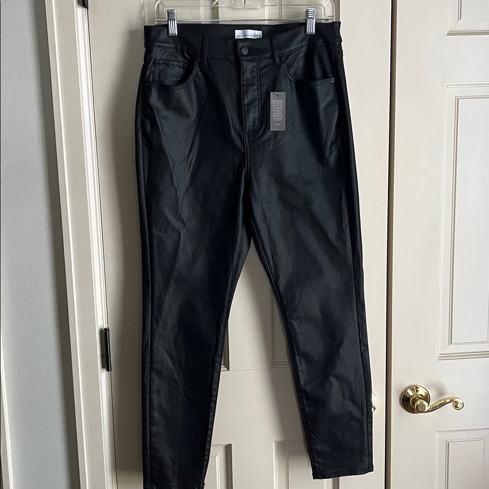 LOFT Black Coated Skinny Jeans